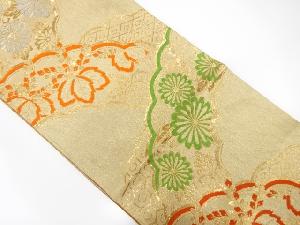 アンティーク　雲取りに菊桐模様織出し袋帯（材料）